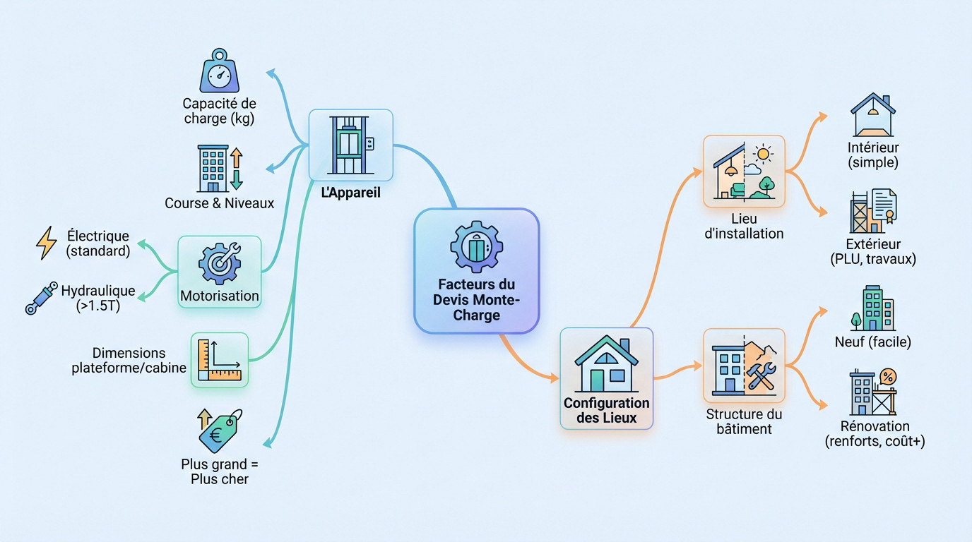 Facteurs techniques et structurels influençant le devis d'installation d'un monte-charge