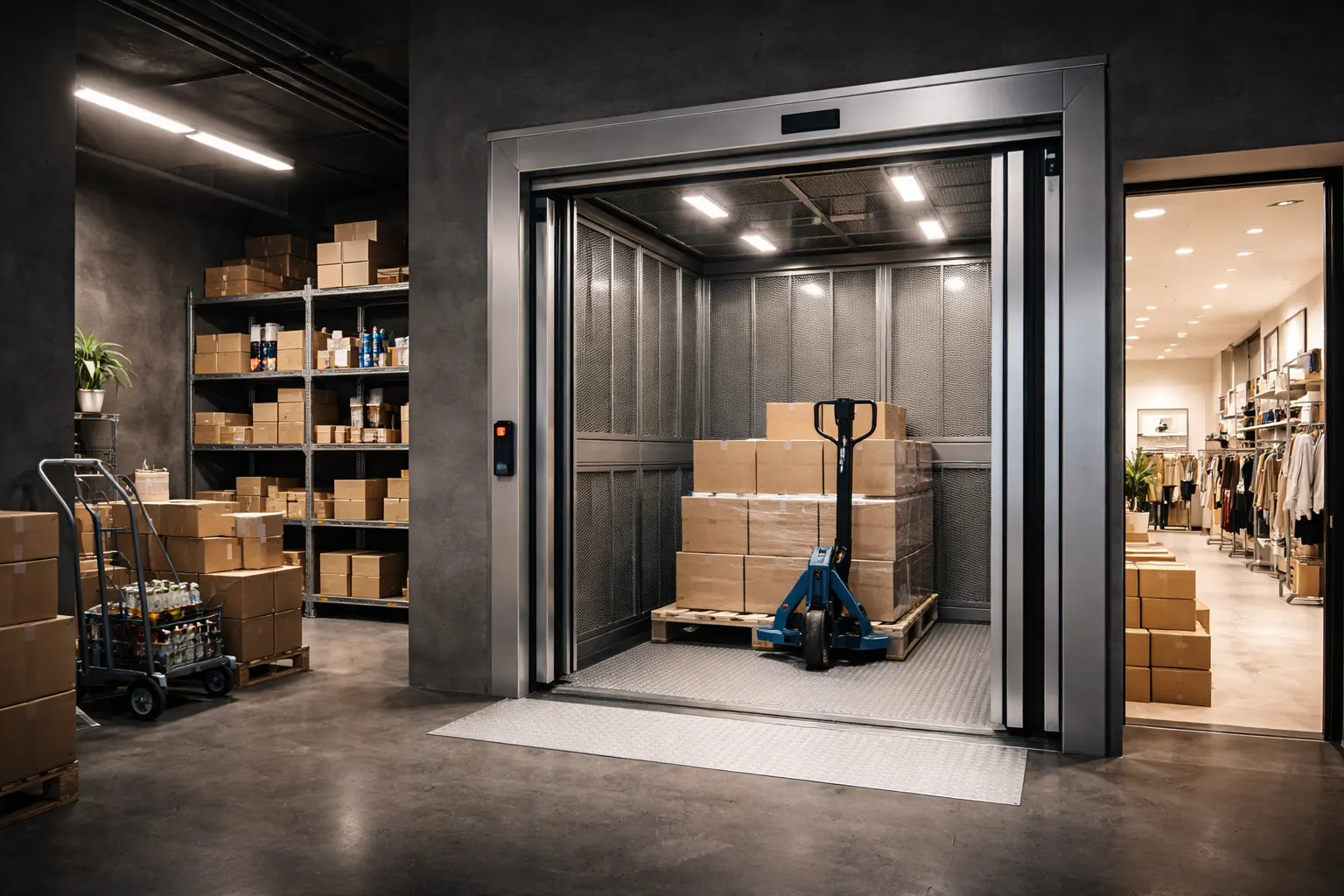 Monte charge boutique et magasin : gagnez de l’espace et protégez vos équipes