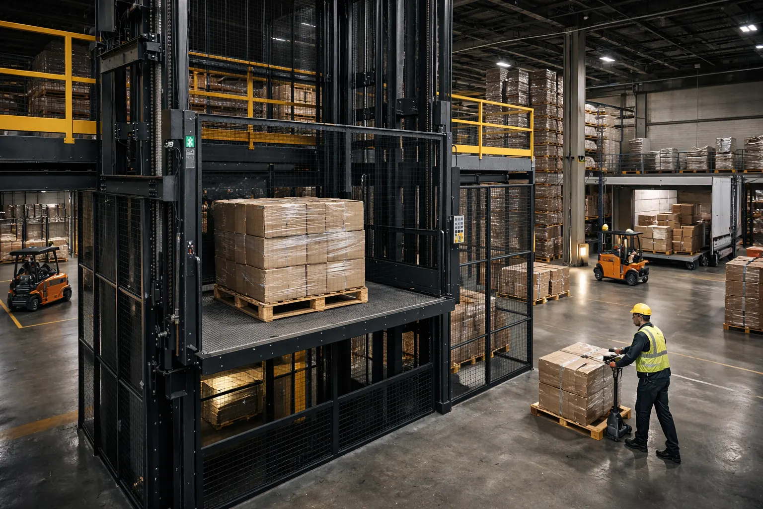 monte-charge entrepot logistique