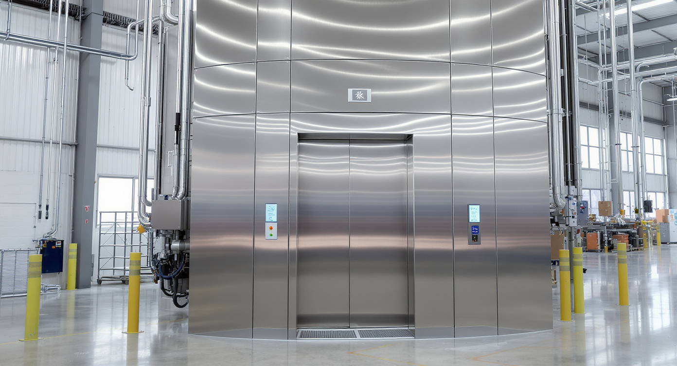 Ascenseur professionnel moderne dans un environnement industriel ou commercial
